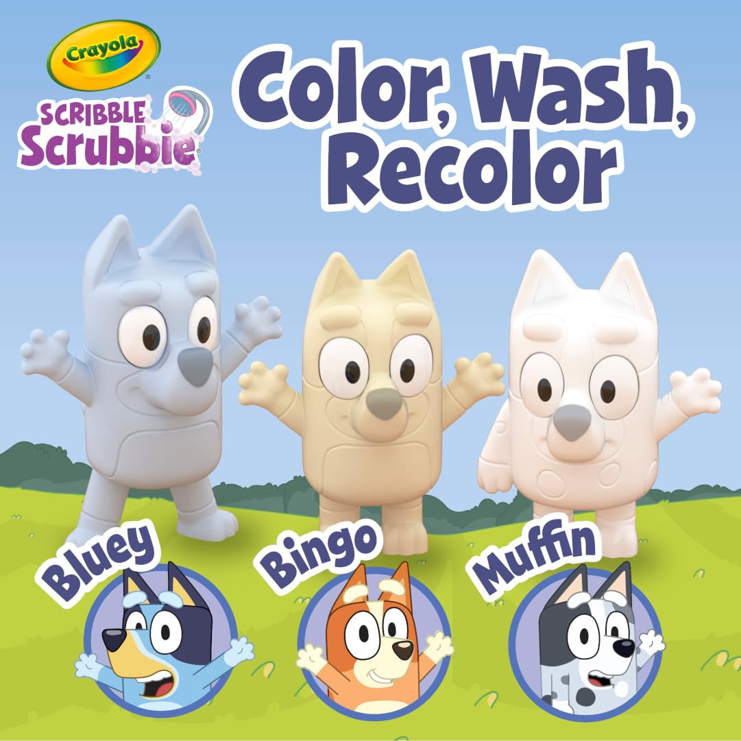 Crayola Scribble Scrubbies Deluxe Bluey Playset (3ct), Toddler Arts & Crafts Kit, Washable Stickers, Bluey Toys, Gift for Girls & Boys, Ages 3+