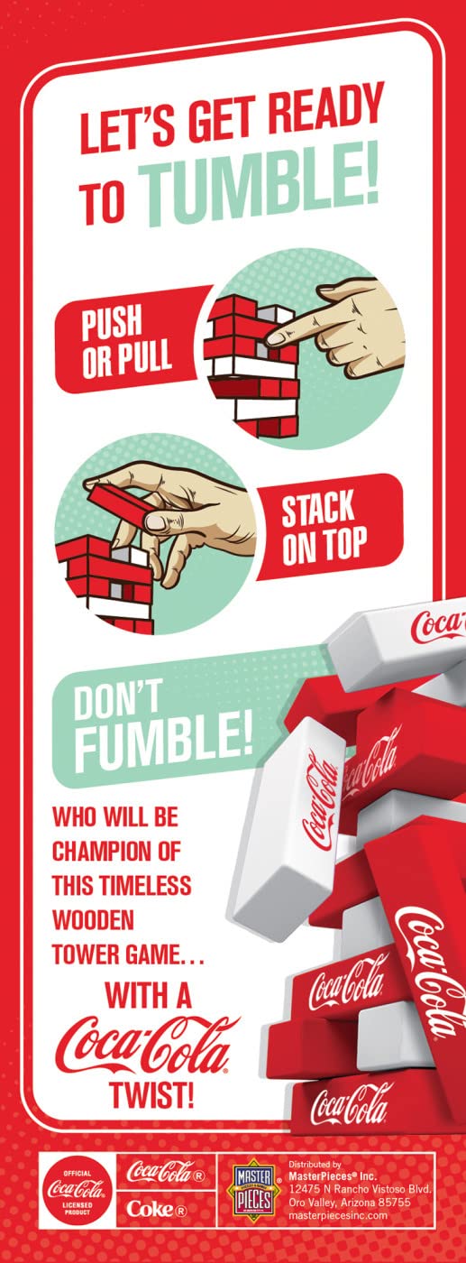 MasterPieces Games - Coca-Cola Travel Sized Tumble Tower - Officially Licensed