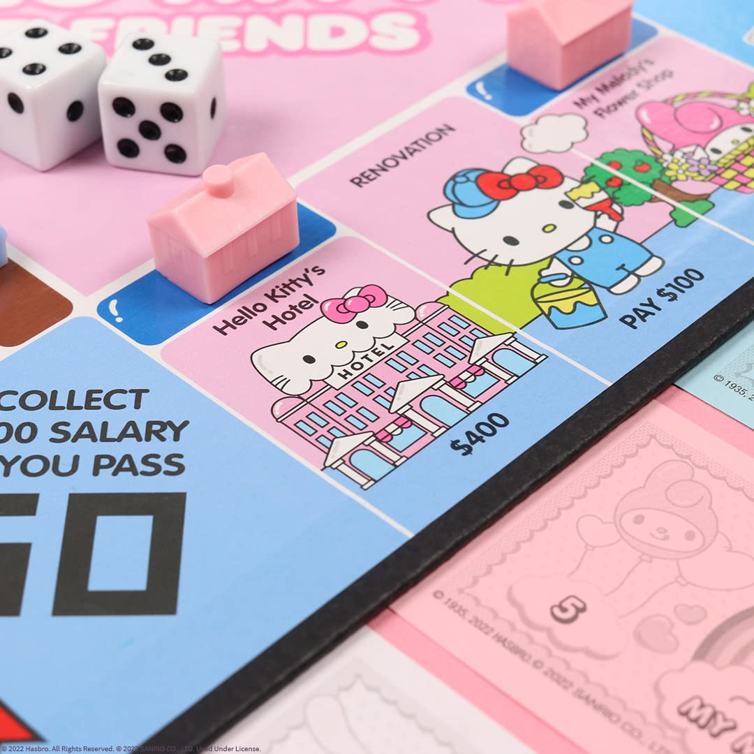 Monopoly: Hello Kitty and Friends, Buy, Sell, Trade Buildings from The Animated Series, Featuring My Melody, Badtz-Maru, Keroppi, Classic Monopoly