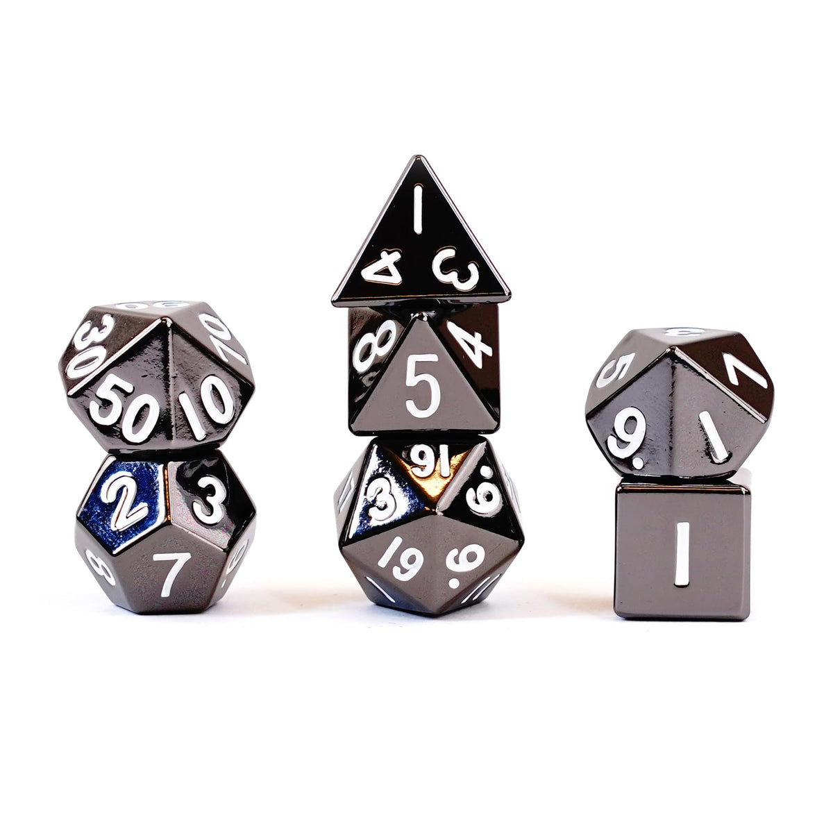 FanRoll 16mm Metal Polyhedral DND Dice Set: Sterling Gray, Role Playing Game Dice for Dungeons and Dragons