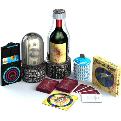 Puzzle Pod Gift Brain Teaser Set, 4 Puzzles and Wine Party Game Set