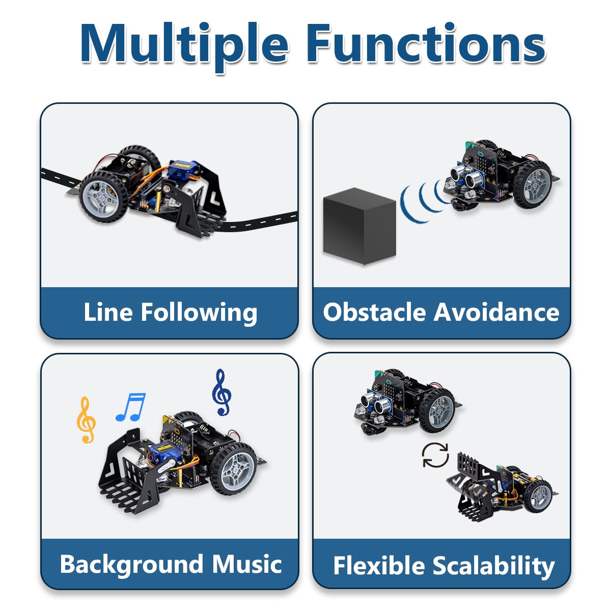 LAFVIN MicroBit Smart Robot Car for MakeCode and MicroPython,STEM Educational Coding Robot for Kids Beginner(Without Micro:bit)