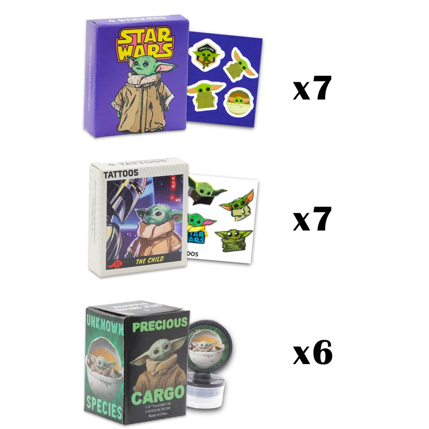 STAR WARS Baby Yoda Party Favors for 20 Guests Bundle ~ 20 Pieces Mandalorian Favor Boxes with Stickers, Tattoos, and Stampers for Kids Birthday Party