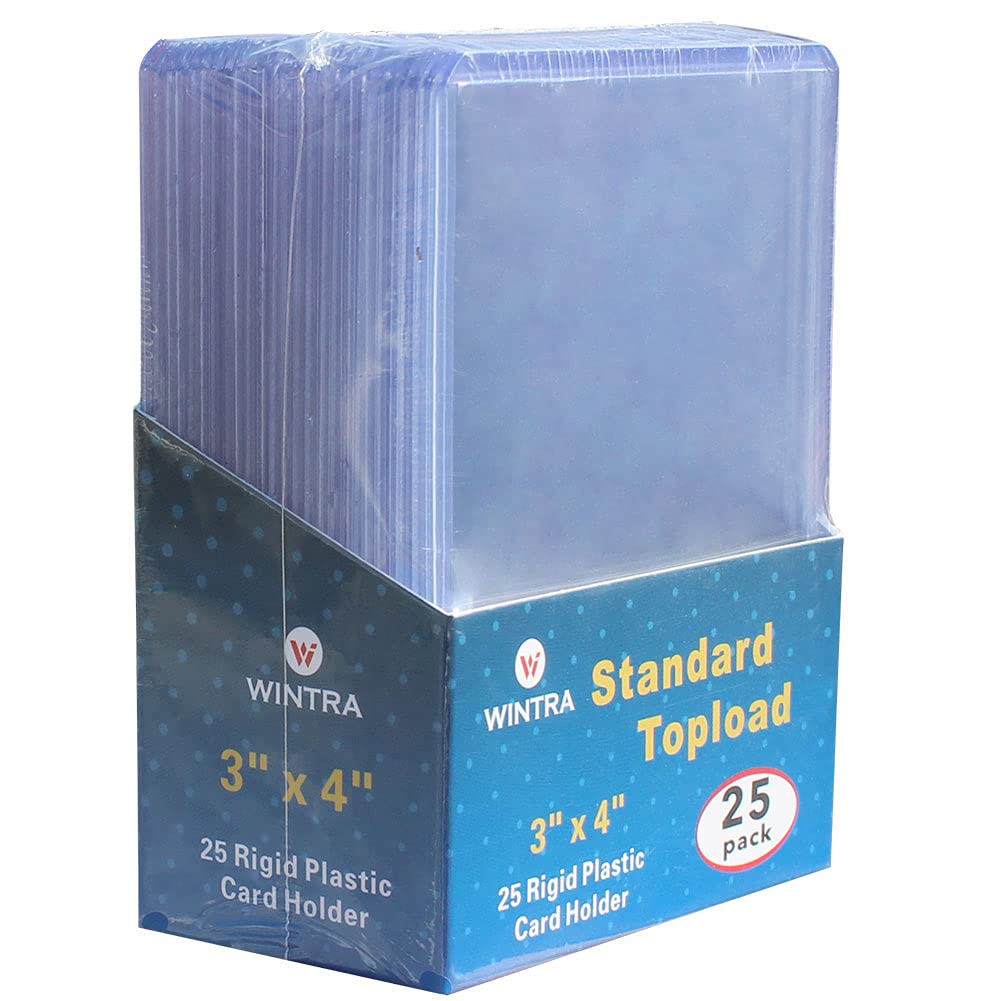 WINTRA 3" x 4" 96 Count 35pt Topload Hard Card Holder and 100 Count Penny Soft Card Sleeves Protectors Bundle for Trading and Sports Cards (96 topload