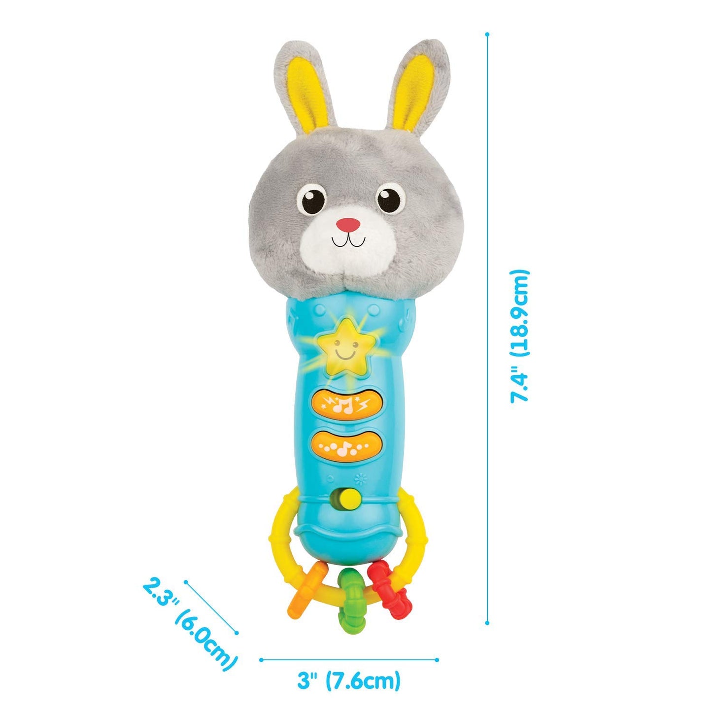 Bambiya Bunny Baby Teething Toy for 6 Months and Up - Baby Teether, Rattle & Musical Toy with Lights, Fun Sound Effects - Baby Toy Gift for Ages 6
