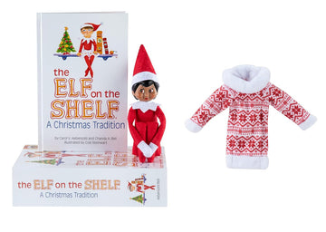 The Elf on the Shelf Christmas Tradition Set with Scout Elf, Red Holiday Mascot, Storybook, Brown Eyes, Claus Couture Snowflake Sweetie Dress