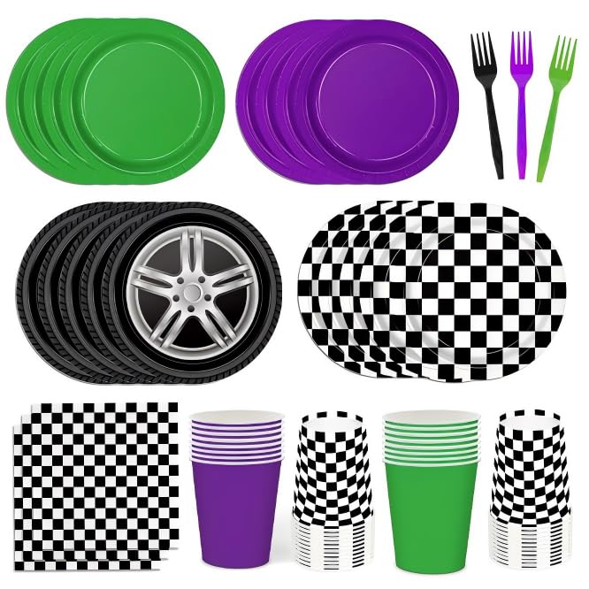 150pcs Monster Truck Paper Plates Napkins Monster Truck Birthday Party Decorations Paper Cups Disposable Tableware Set for Kids Party Supplies Serve