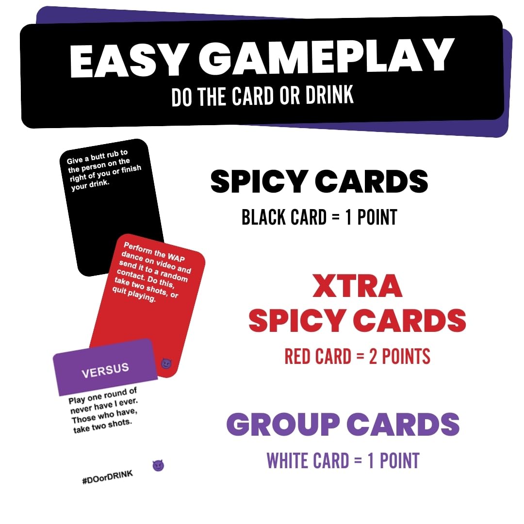 Do or Drink Naughty Edition - The Adult Drinking Game for Spicy Situations - Fun Party Games for Adults with 250 Cards - Great for Game Night, Pre