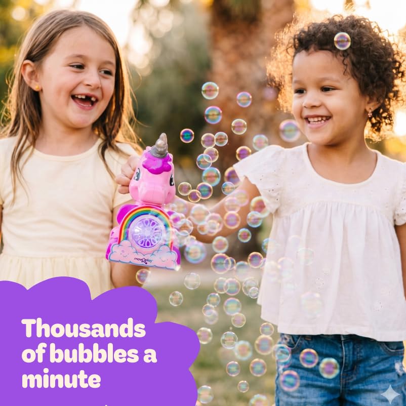 Move2Play Bubble Blower | Bubble Machine | Bubble Toy for Toddlers, Boys and Girls | Indoor & Outdoor | Birthday Party | Summer Fun | Gift for Girls