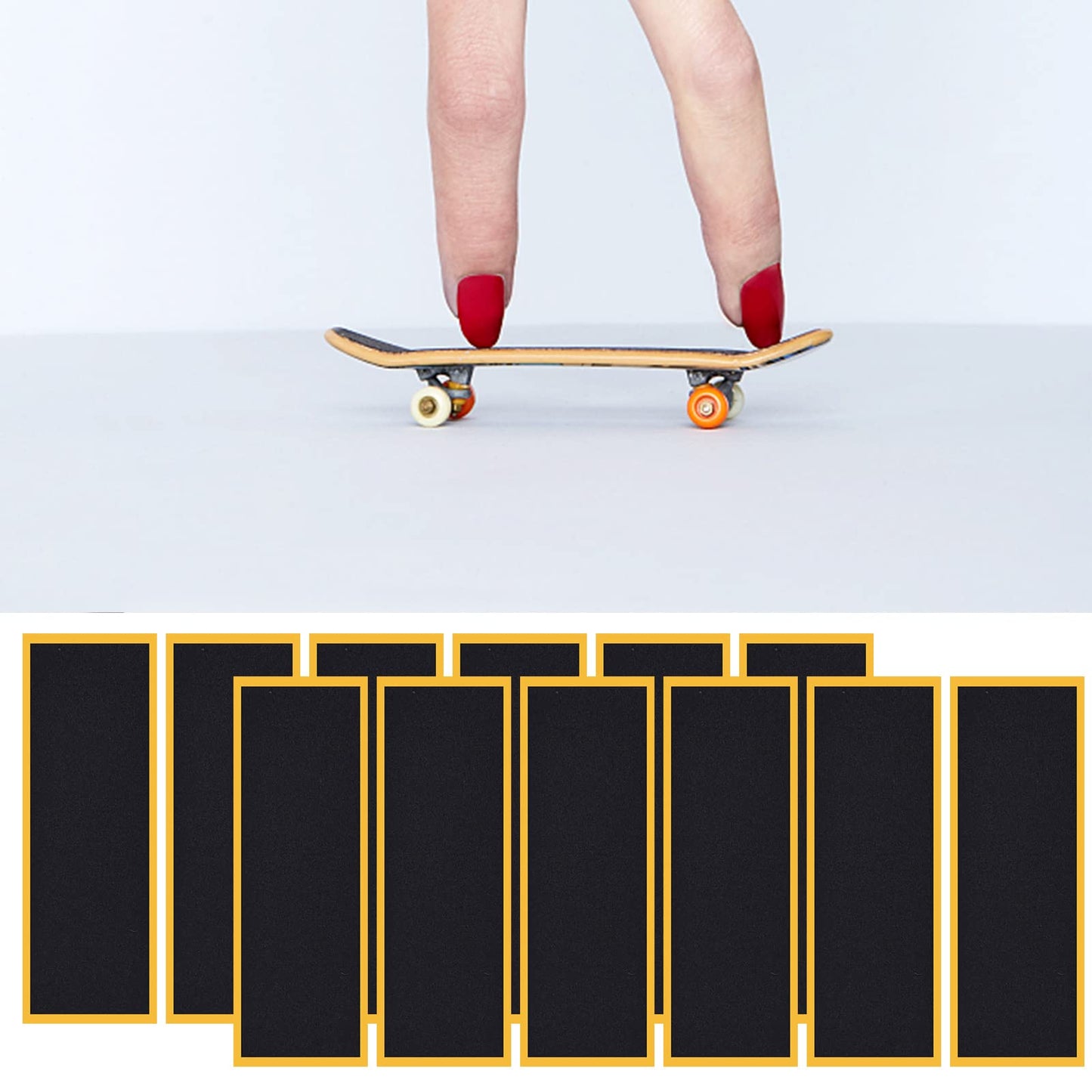 12 Piece Mini Finger Fingerboard Grip Tape,Foam Grip Tape Pro Fingerboard Tech Deck Performance Series?P-rep Professional Original Black Skateboard
