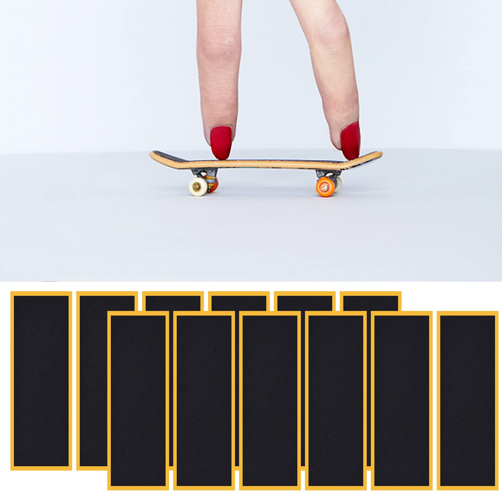 12 Piece Mini Finger Fingerboard Grip Tape,Foam Grip Tape Pro Fingerboard Tech Deck Performance Series?P-rep Professional Original Black Skateboard