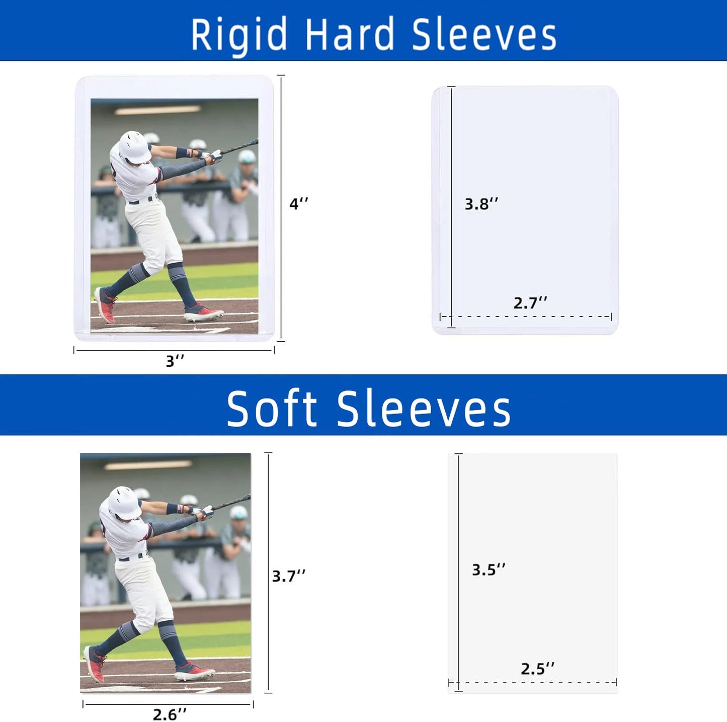 400 Pack Card Sleeves Hard Plastic, Arjiekwei 3"X4" Baseball Cards Protectors Plastic, Premium Card Holder for Trading Sports Baseball Football Game