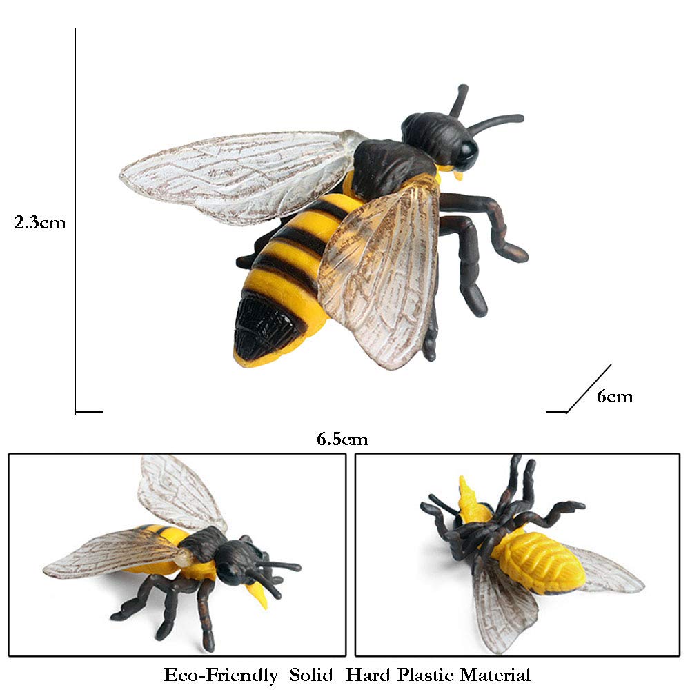 FLORMOON JOKFEICE Realistic Animal Figures Honeybee Figurines Insect Toy, Science Project, Cake Topper, Early Educational Toys Birthday for Toddlers