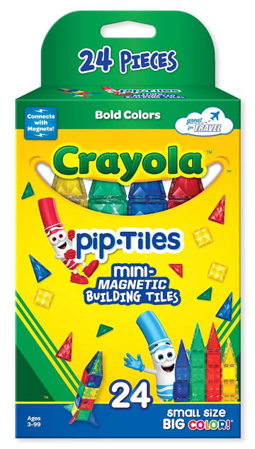 CreateOn Crayola Mini Magnetic PIP-Tiles, Bold Colors - Building Set for Kids, Magnetic Building Toys for Kids, STEM Travel Toys for Boys and Girls