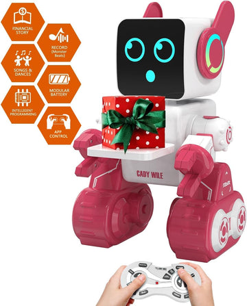 zechuan Robot Toy for Kids, Remote Control Intelligent Programming RC Robot, Suitable for Music, Dancing, Talk, Play for Girl and Boy (Pink)