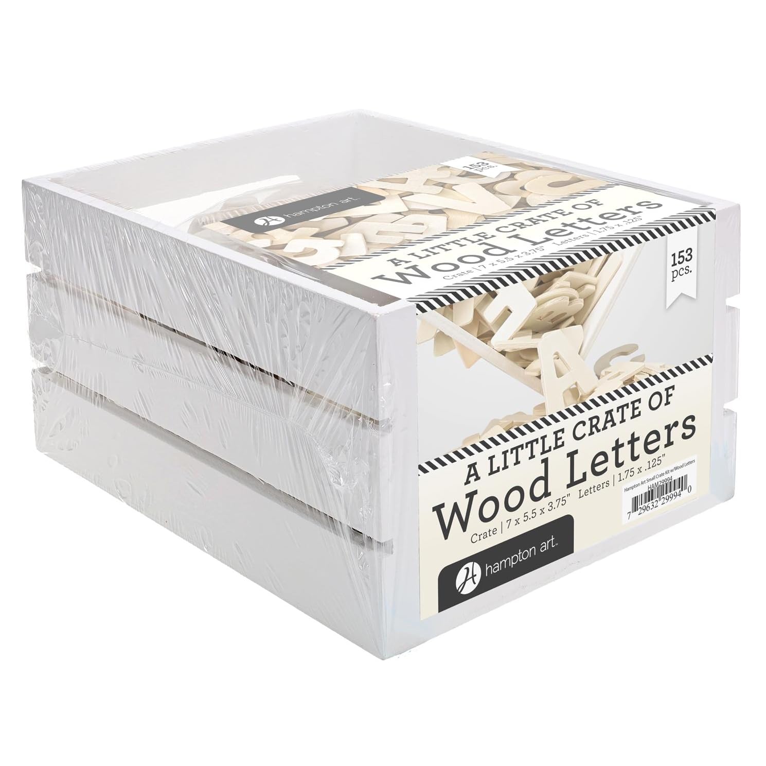 Hampton Art Little Crate of Wood Letters 153 Piece Set, Unfinished Wooden Letters for Crafts and Home Decor Signs, Paint and Stain Ready, Includes