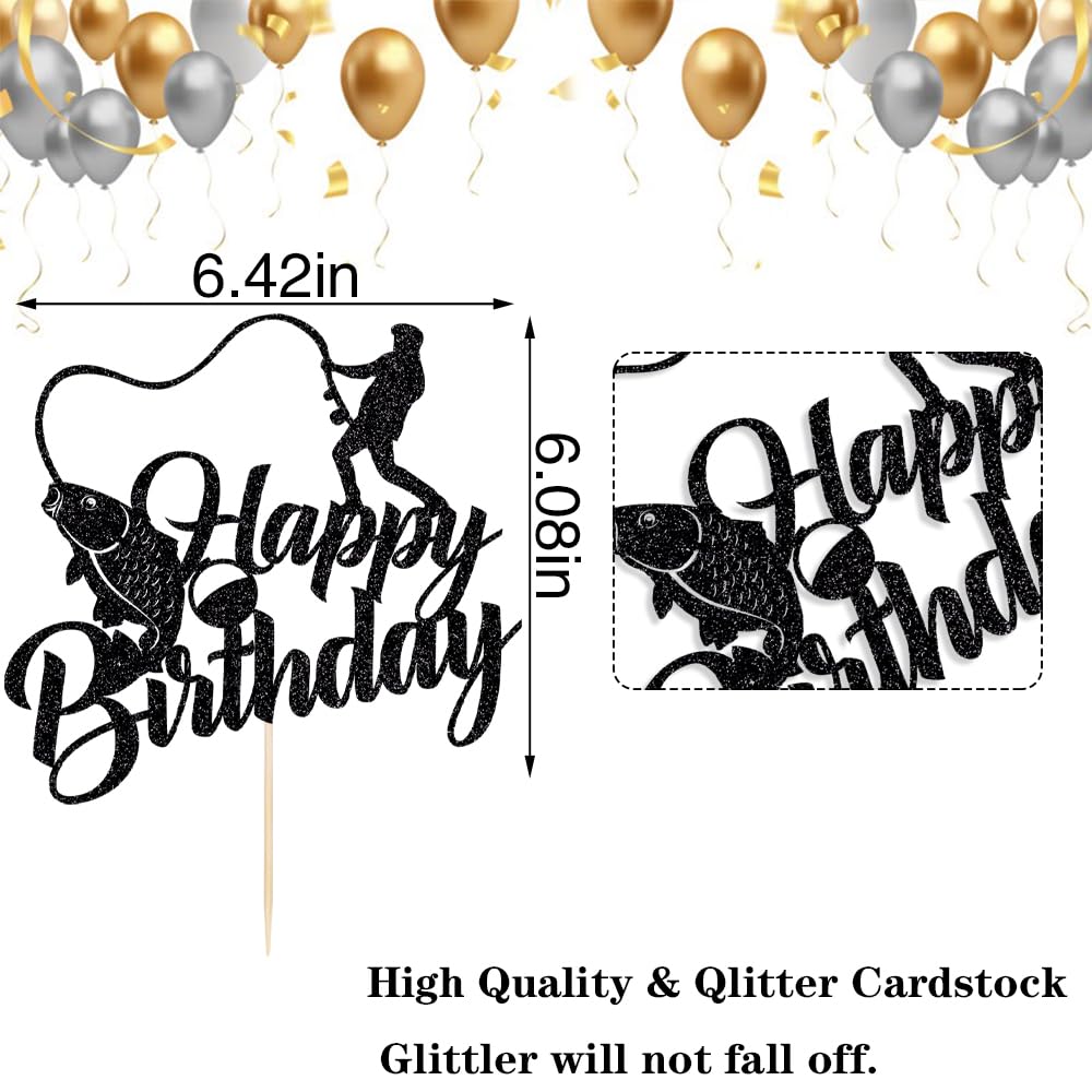 Dxsdgetue Fishing Cake Topper?Fisherman Birthday Party Decorations