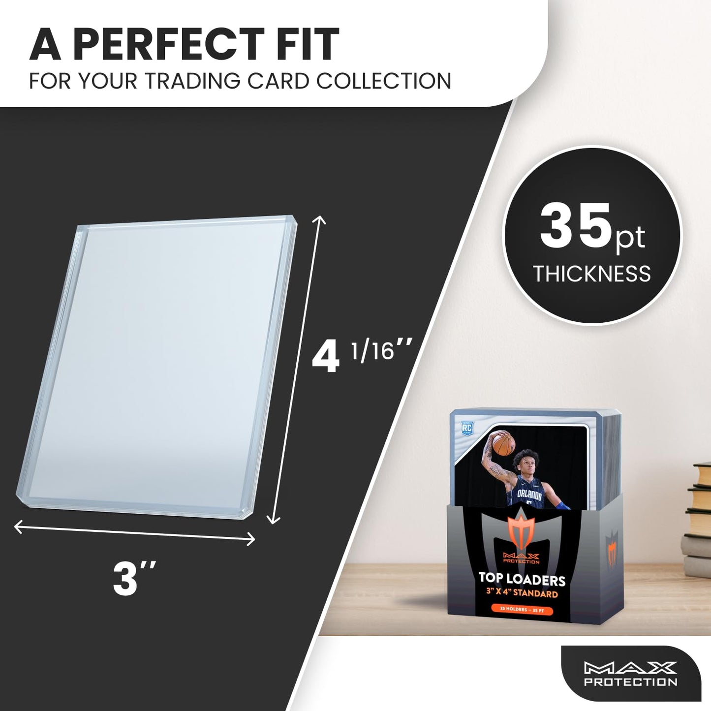 Max Protection 35pt Top Loaders for Cards - 1000 Count - Premium 3x4 Inch Trading Card Toploaders - Protect Your Baseball and Sports Cards with These