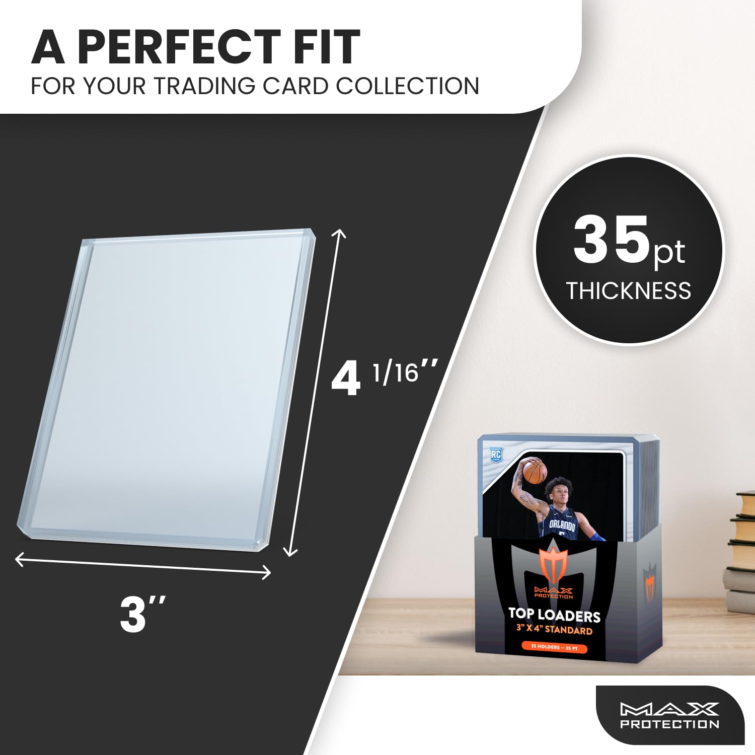 Max Protection 35pt Top Loaders for Cards - 1000 Count - Premium 3x4 Inch Trading Card Toploaders - Protect Your Baseball and Sports Cards with These