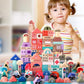 umbresen 115 Pcs Wooden City Building Blocks Set, Colorful Stacking Preschool Educational Toys for Toddlers Boys Girls Gifts with 20 Pcs Floor Jigsaw