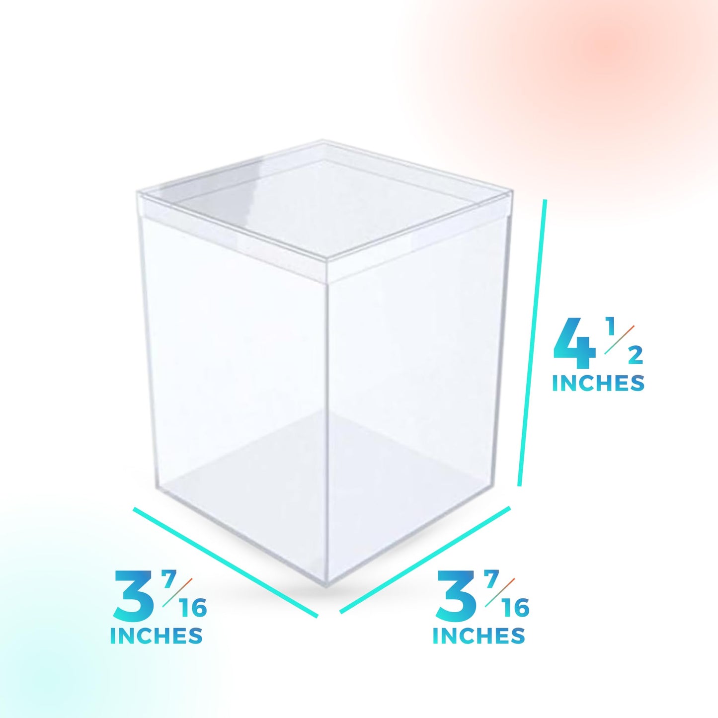 Set of 6 Acrylic Boxes with Lids, 3.44" Square x 4.5" Tall, Made in USA, Clear Display Case for Collectibles, Rocks, Seashells and Crafts Storage &