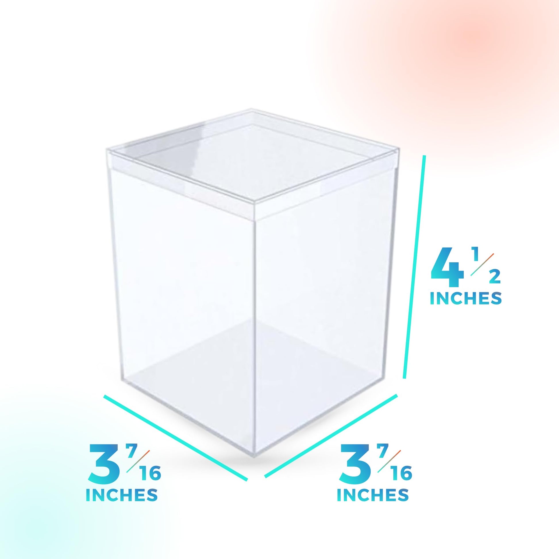 Set of 6 Acrylic Boxes with Lids, 3.44" Square x 4.5" Tall, Made in USA, Clear Display Case for Collectibles, Rocks, Seashells and Crafts Storage &