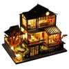 TOPBSFARNY Miniature Wooden Dollhouse Japanese Style Villa House DIY Doll House Kit Villa Building 3D Model Creative Gifts for Friend and Parents