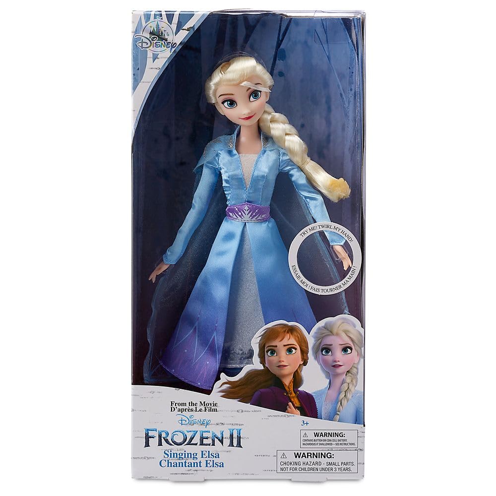 Disney Store Official Singing Doll Collection - Elsa - Fashion Doll with Satin Costume, Organza Cape, and Braided Hair - Disney Princess Toys for