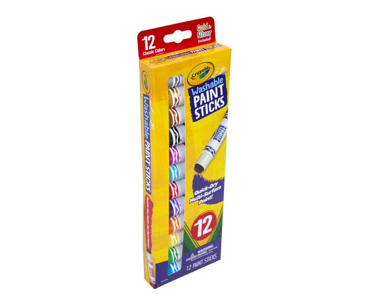 Crayola Quick Dry Paint Sticks (12ct), Washable Paint Set for Kids, School Supplies, Teacher Gifts