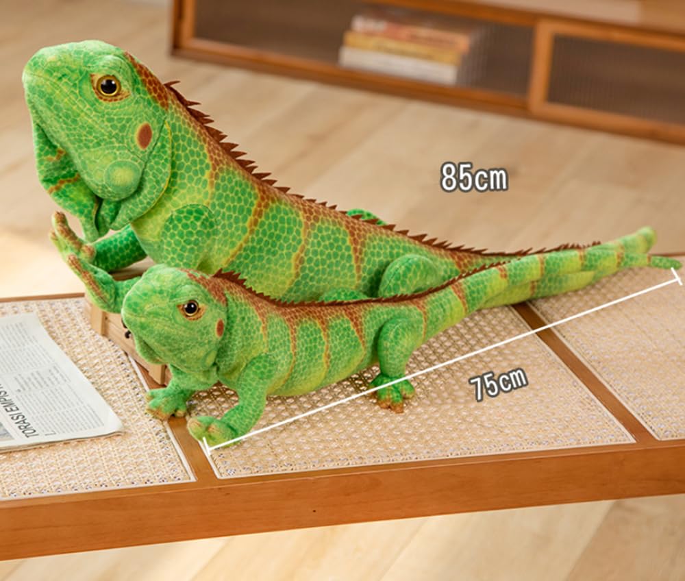 Xshelley Realistic Green Lizard Stuffed Animal Toys, Chameleon Dolls, Reptile Soft Toys Maned Lizards, Wildlife Gifts for Kids (37.4 inches)