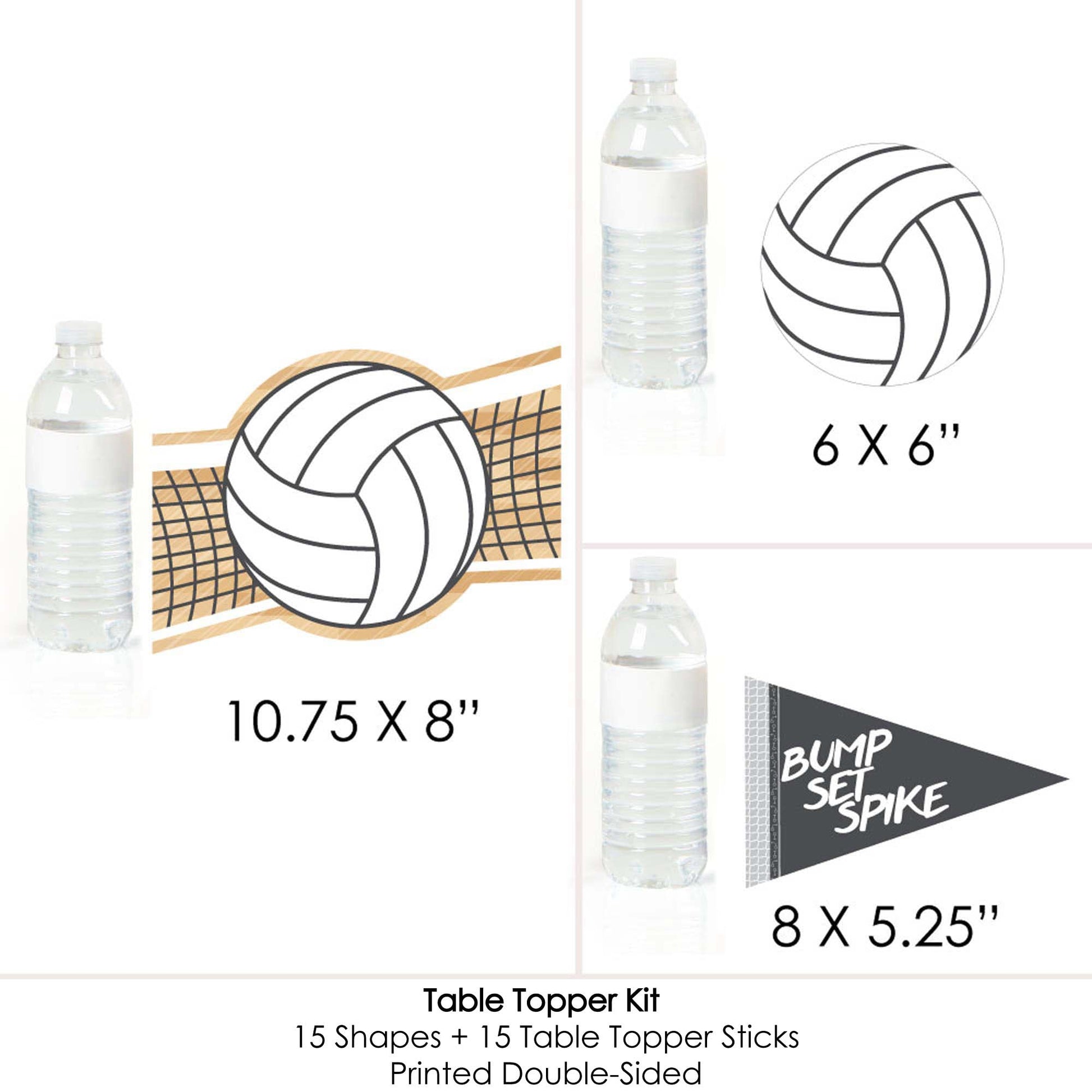 Big Dot of Happiness Volleyball Centerpiece Kit - Sports Theme Party Table Decorations - Double-Sided Premium Cardstock Birthday Table Toppers