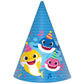 Baby Shark Paper Party Cone Hats - 6" | Multi-color | Pack of 8