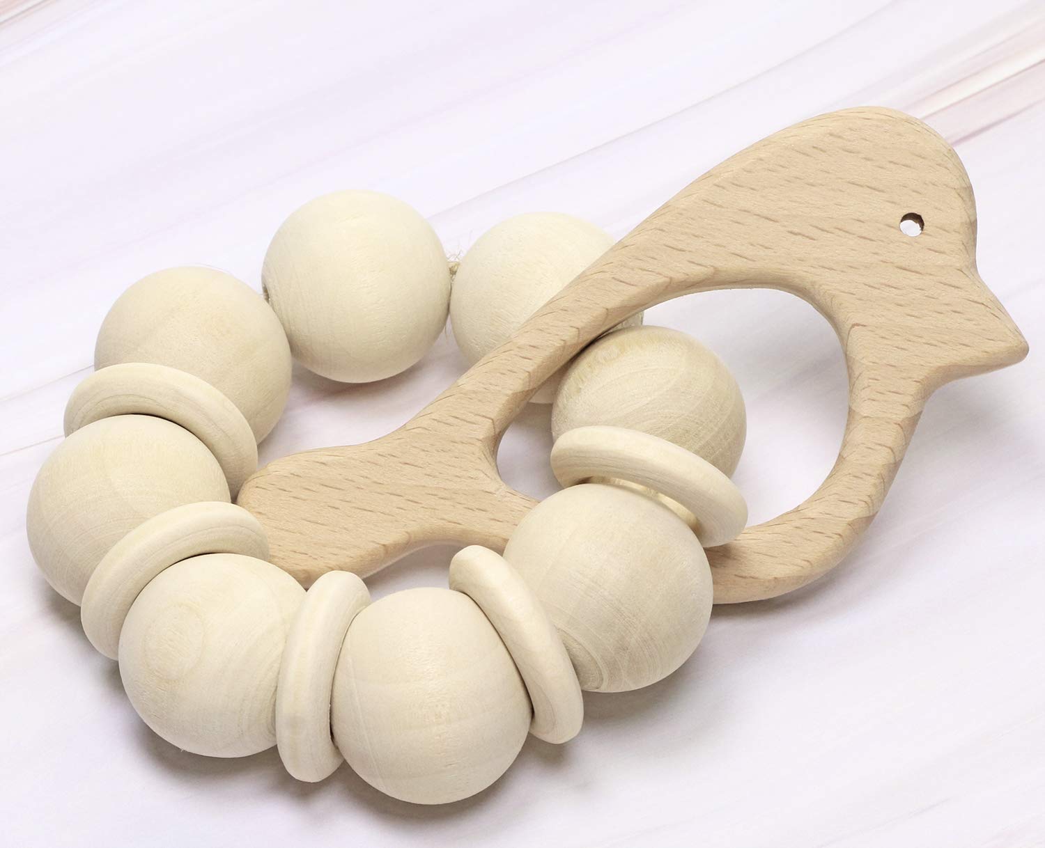 Penta Angel 10Pcs Wood Teething Rings Pain Relief Natural Wood Teething Toys Wooden Teether Animals for Infant Toddler, Turtles Swallows Dolphins