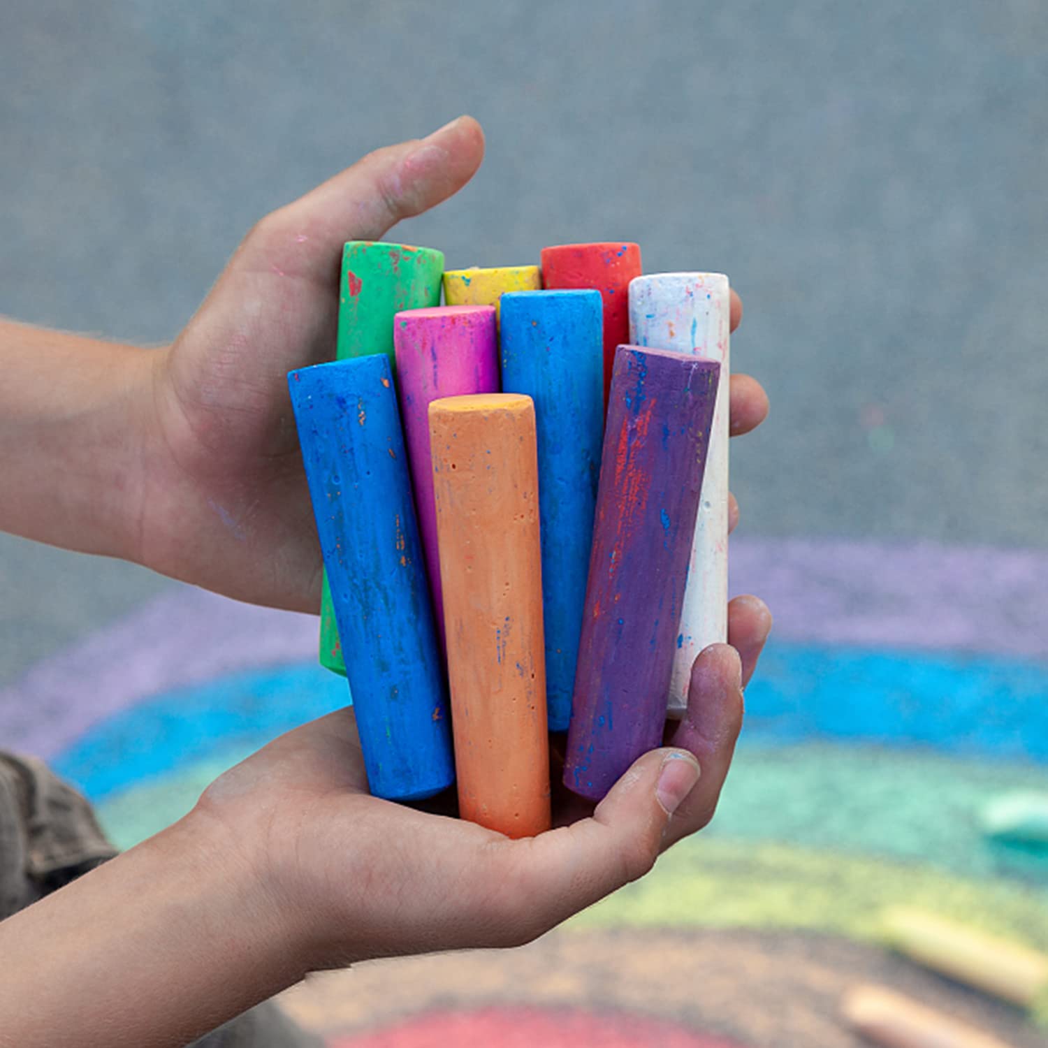 Keebor Washable Sidewalk Chalk, 54 Pcs 8 Colors Jumbo Chalks Bulk, Non-Toxic Chalk, Painting on Chalkboard, Blackboard, Playground, Outdoor Sidewalk