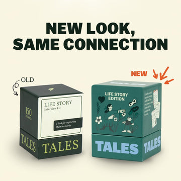 TALES 150 Life Story Interview Kit, Conversation Cards, for Grandparents, Parents, Families, Adults, Game Night, Road Trips, Dinner Table, Getting