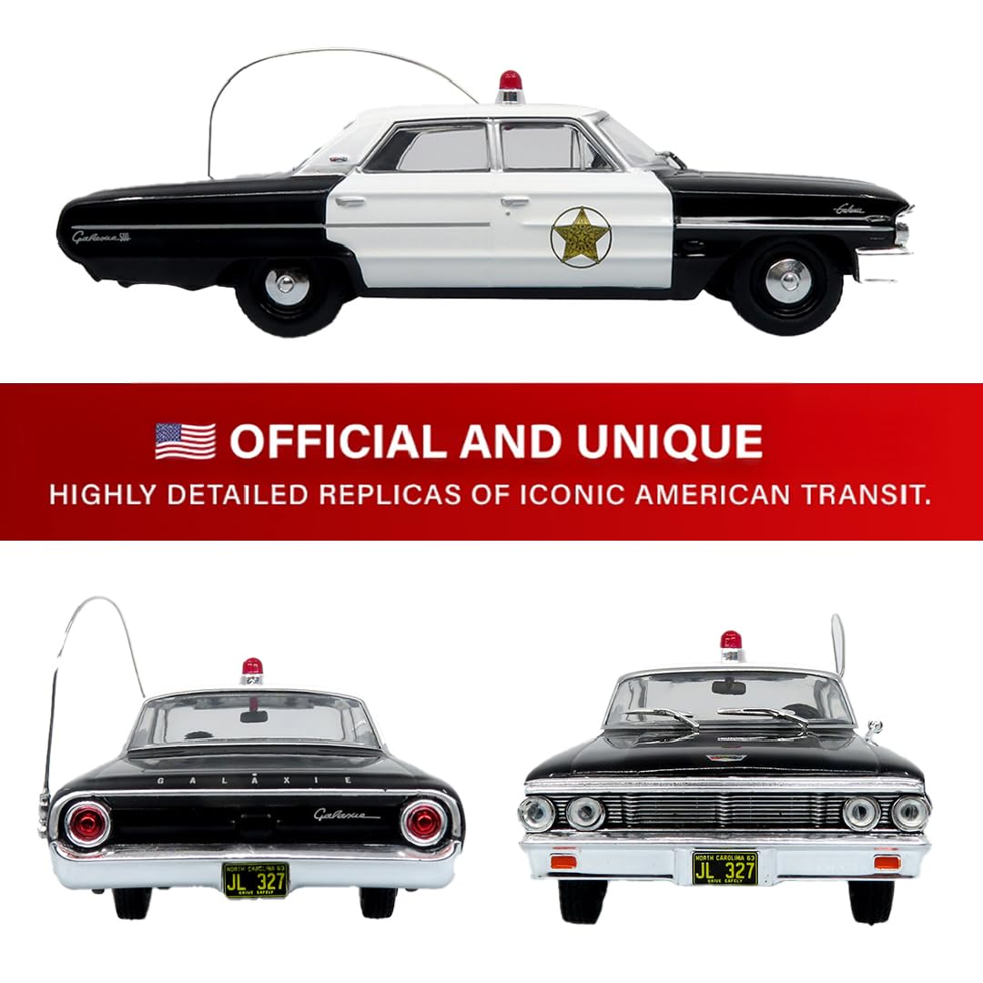 Iconic Replicas 1964 Ford Galaxie 500 Police Car: Mayberry Sheriff (White/Black) 1:43 Diecast Model