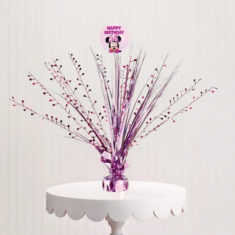 Spray Plastic Centerpiece - 18" | 1 Pc., Minnie Mouse Forever, Pink