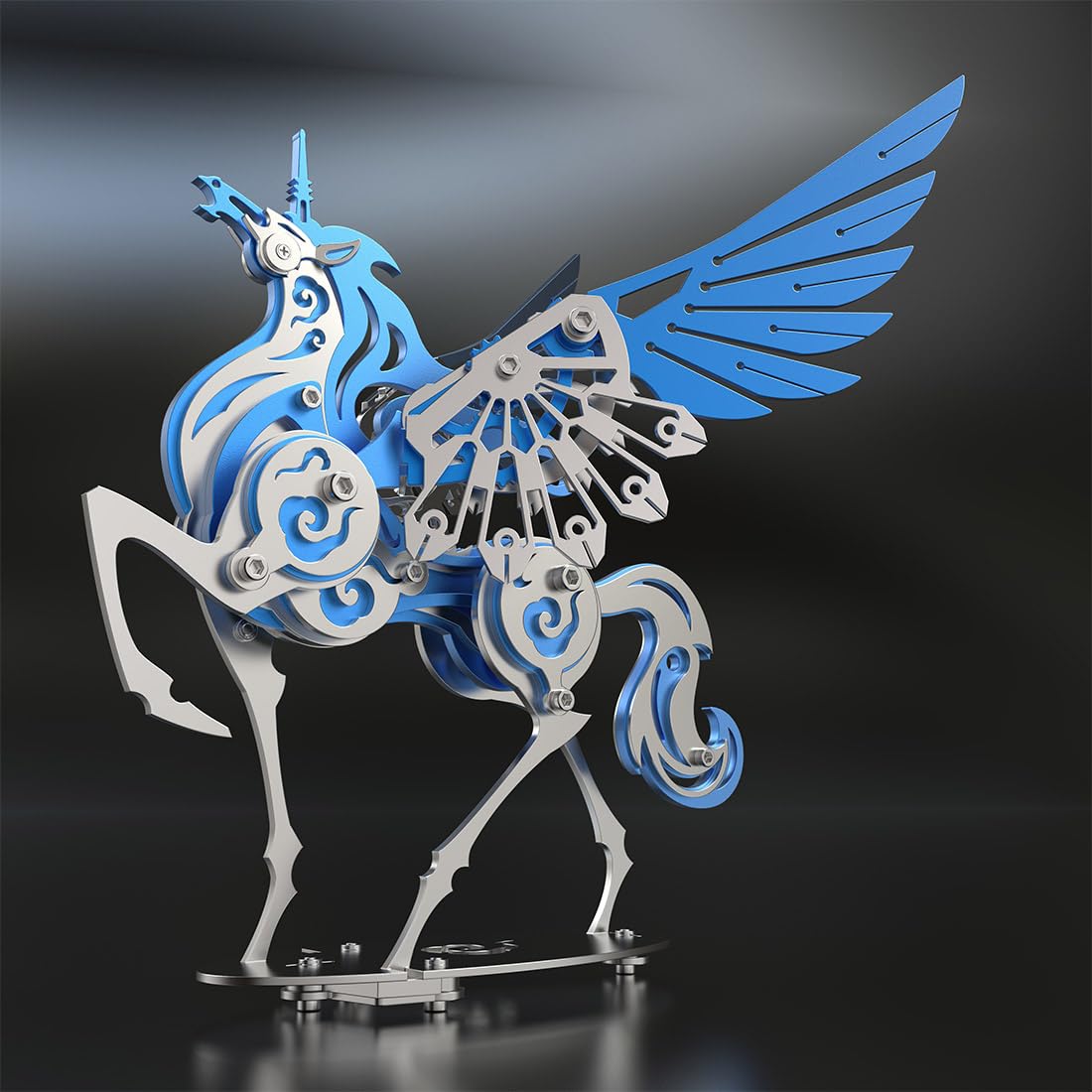 StrucToys Mechanical Flyhorse Model, 3D Metal Puzzle for Adult, 121+pcs Assemble Model Kit, Desk Bookshelf Decoration for Puzzle Handicraft
