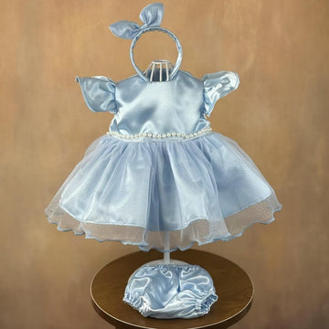 GUESSBELLY Three-piece Clothing Suit Perfect for Doll's Accessories Sparkling Princess Dress+Headband+Shorts Clothing Set Fit for 19-22inch Reborn