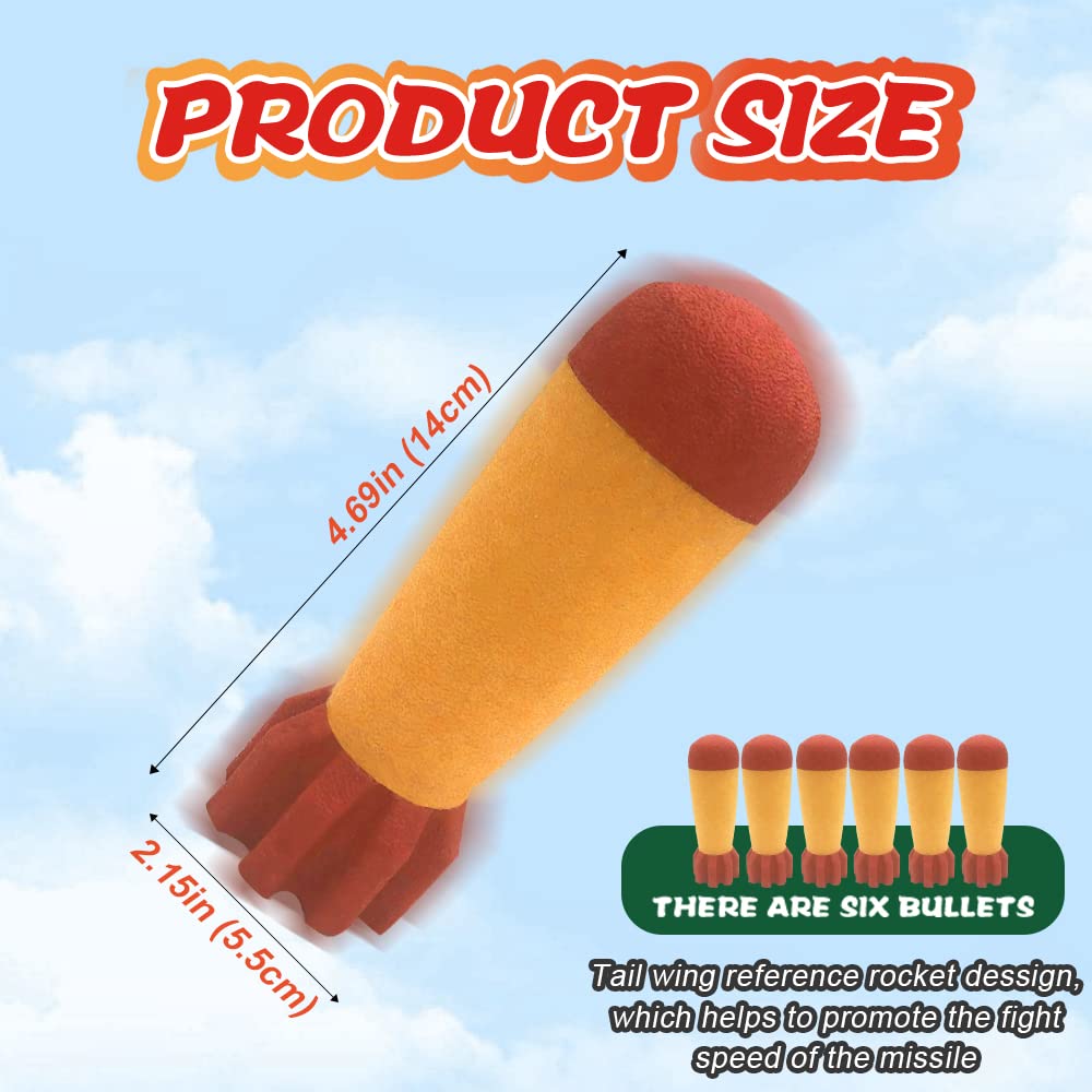 Gantan Toy Rocket Barrel Launcher-Fires Foam Rockets Includes 6 Rockets Compatible with RL Blaster- Shooting Game Toy Air Power Blaster Toy Gun