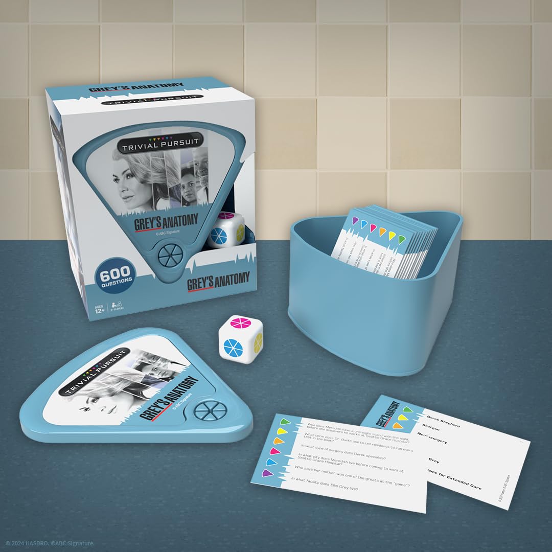 Trivial Pursuit Grey's Anatomy, Trivia Game from The Hit Hospital Drama TV Series, 600 Questions & Die in Travel Container, Officially Licensed Grey's