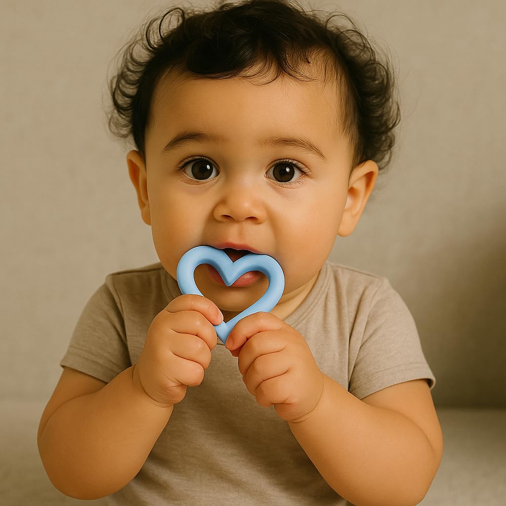 Valentine's Day Baby Teether Silicone Heart Teething Toys 6-12 Months 0-6 Months,Baby Chew Toys Teething Relief,Gifts for Babies,BPA-Free
