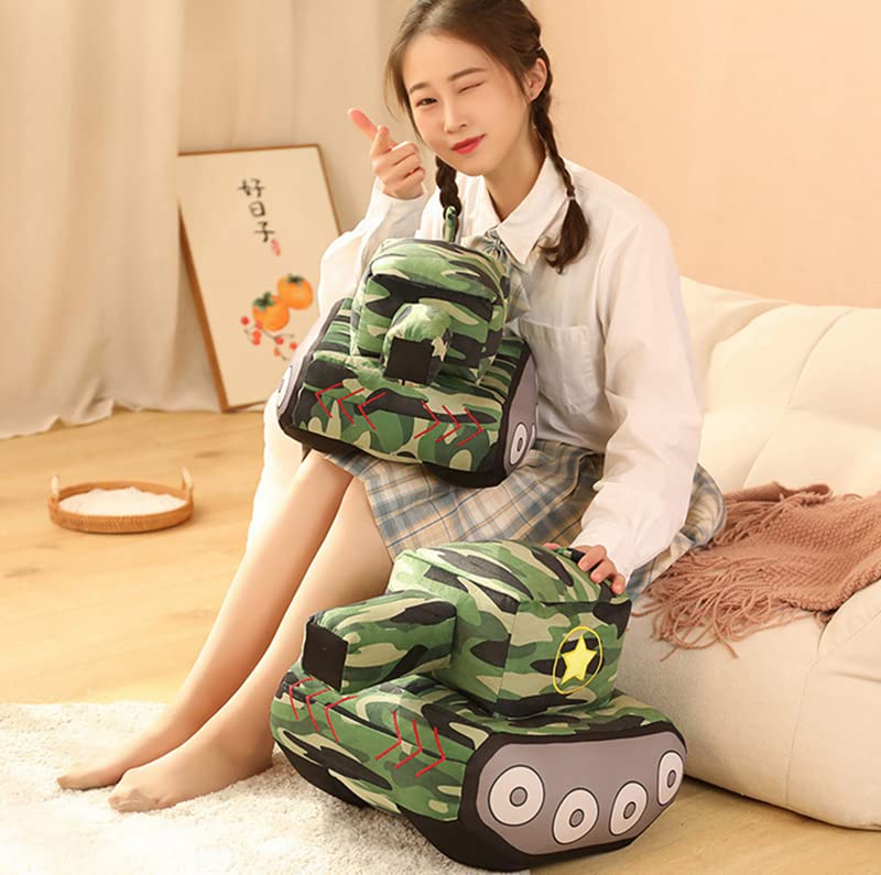 XIZHI Car Plush Toy Soft Stuffed Car Plush Pillow Toy CuteTractor Cartoon Throw Pillow Plushie Gifts for Kids Birthday Christmas Party (Tank)