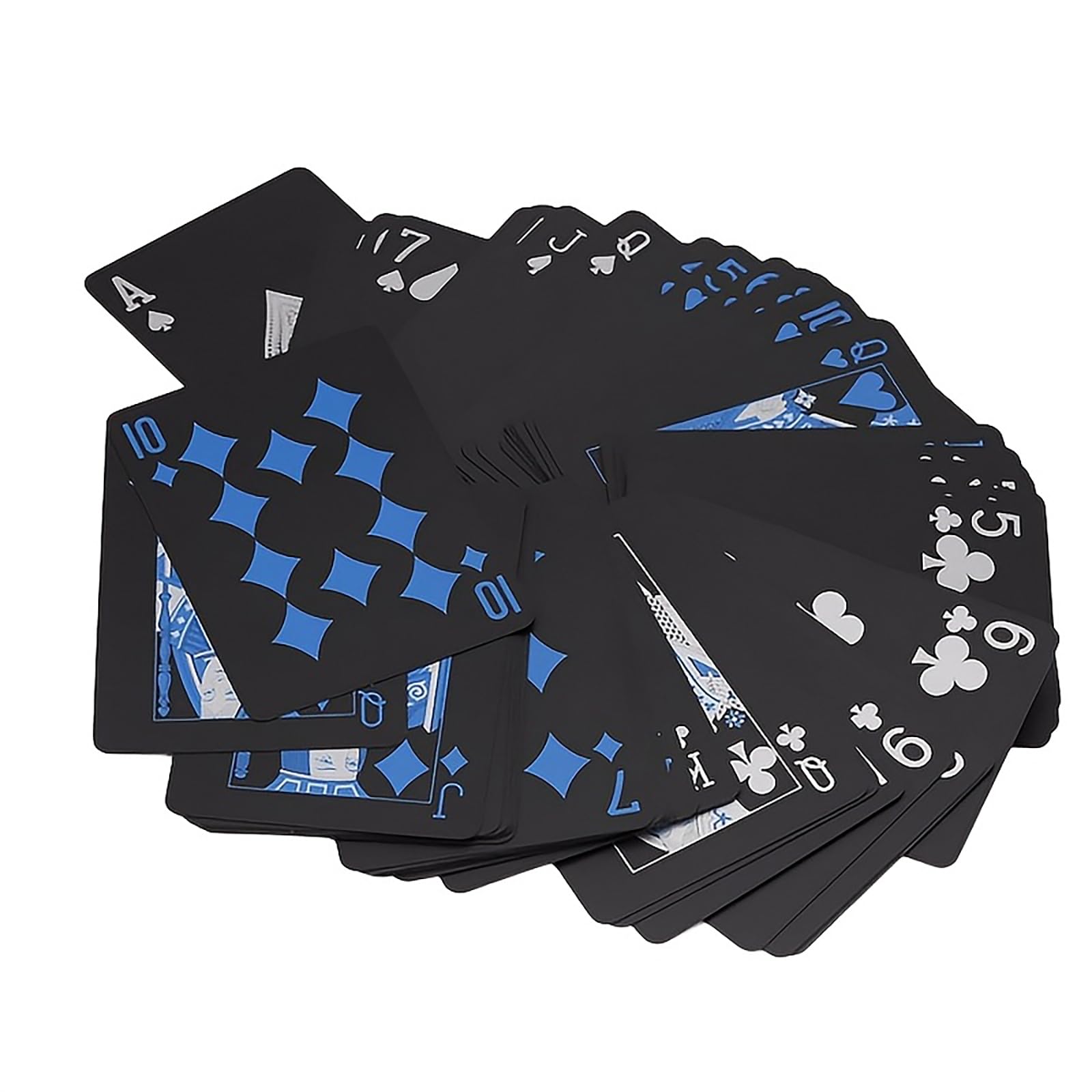 zeamas 1pc Waterproof Plastic Poker Playing Cards PET Table Games Halloween/Thanksgiving Day (Blue x Silver)