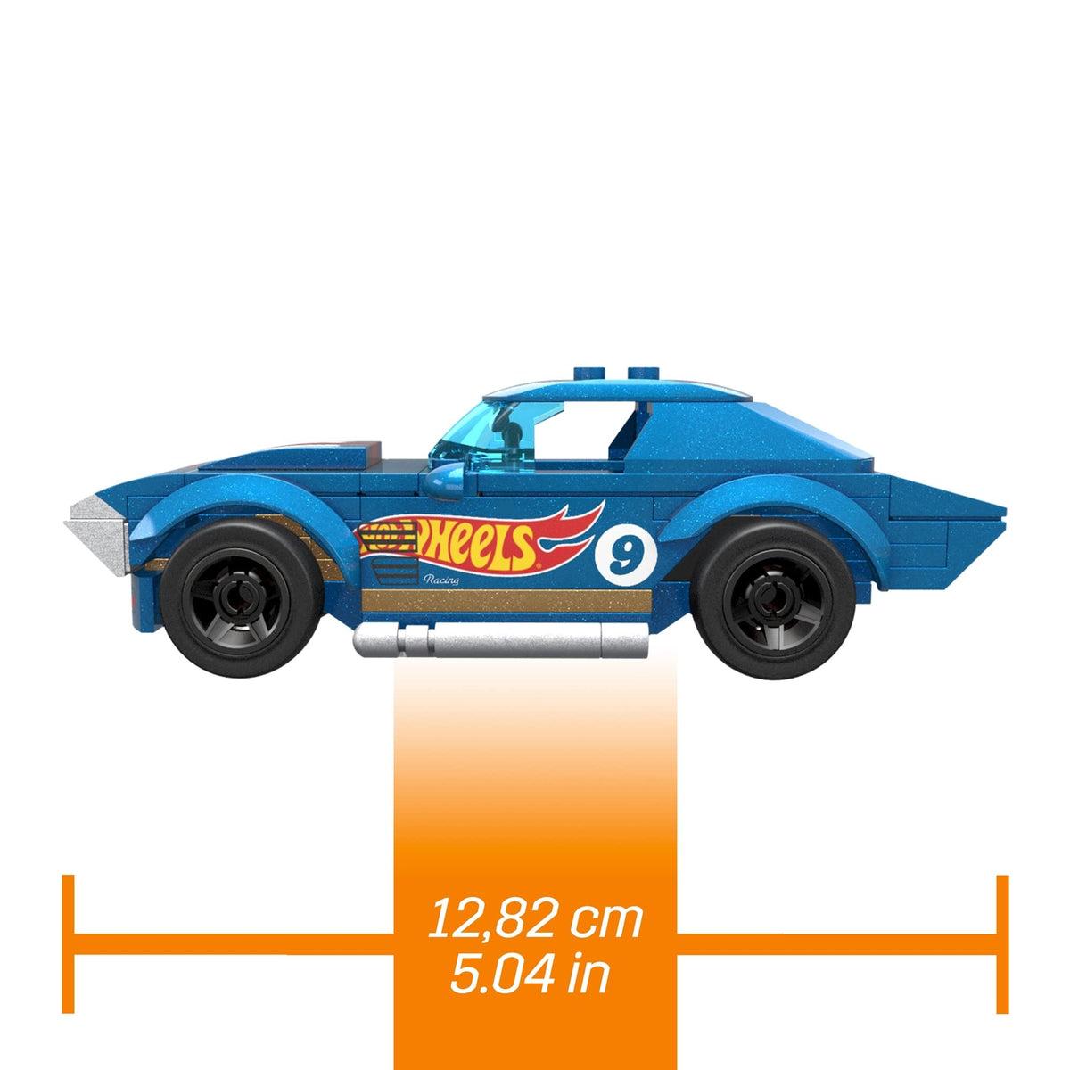 MEGA Hot Wheels Building Toy Race Car Playset, 64 Corvette Grand Sport with 88 Pieces, 1 Micro Action Figure Driver, Blue, Kids Age 5+ Years