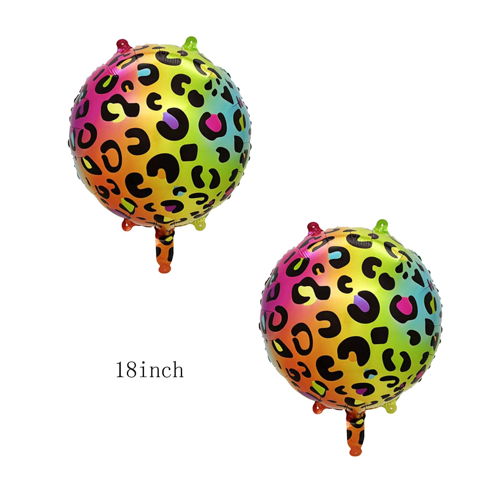 8PCS Leopard Birthday Foil Balloons 18 Inch Neon Rainbow Mylar Balloons for Party Decoration