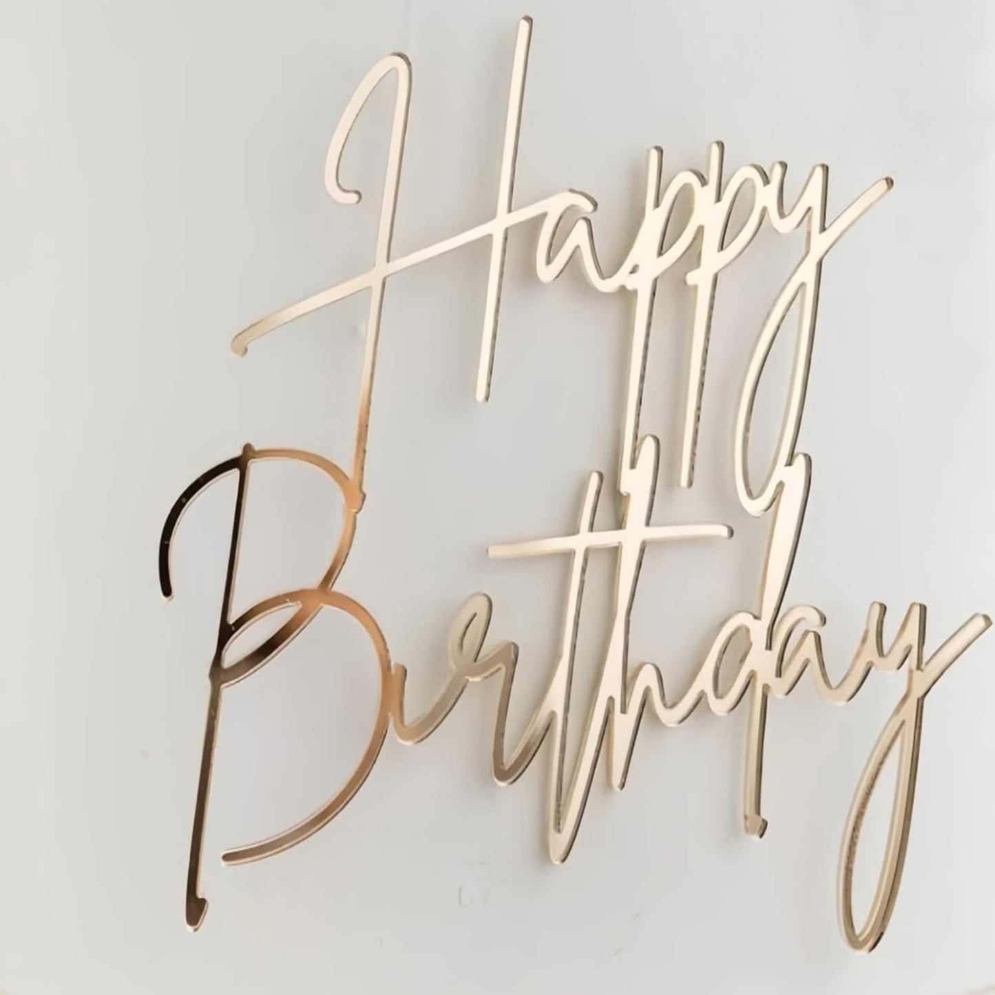Happy Birthday Cake Topper, Gold Mirror Acrylic Happy Birthday Cake Sign Decorations