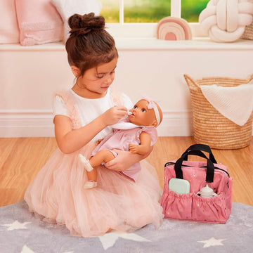 LullaBaby - Diaper Bag with Changing Mat - Storage Pockets & Supply Toys - Baby Doll Accessories - Pretend Play - Kids Ages 2 & Up - Baby Doll Diaper
