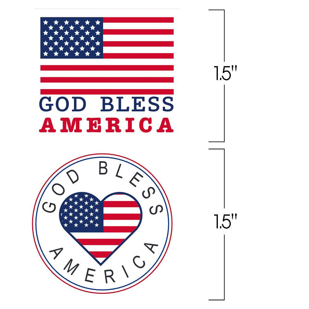 ArtCreativity USA American Flag Patriotic Stickers, 2 Rolls with 200 God Bless America Stickers Total, Red White and Blue Decorations for 4th of July