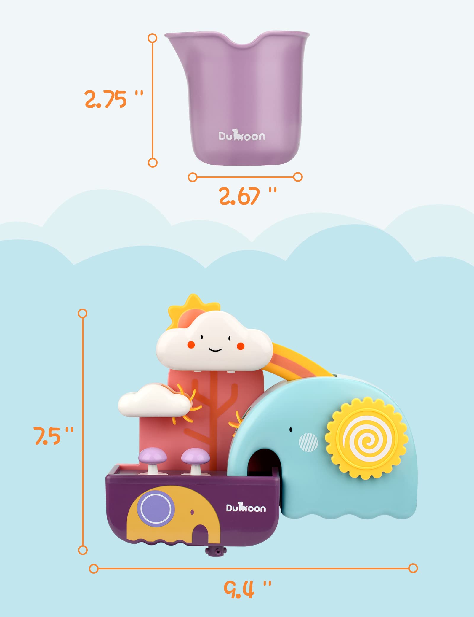 TI-TOO Baby Bath Toys, Fun Simple Physics Educational Bathtub Water Toy, Bath Time Fun Splash Toys for 1, 2, 3+ Year Old Boys Girls Toddlers, Safe